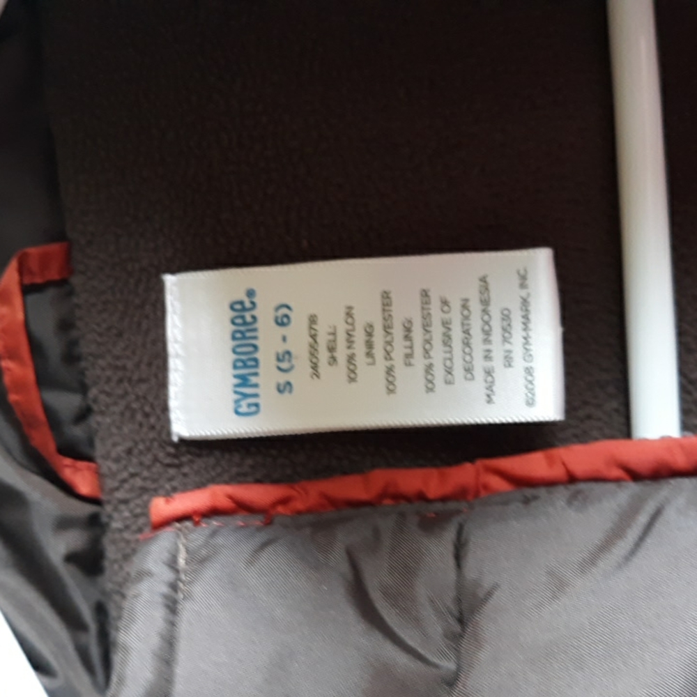 Gymboree Puffer Vest Orange and Brown Cozy Lining - Picture 3 of 5